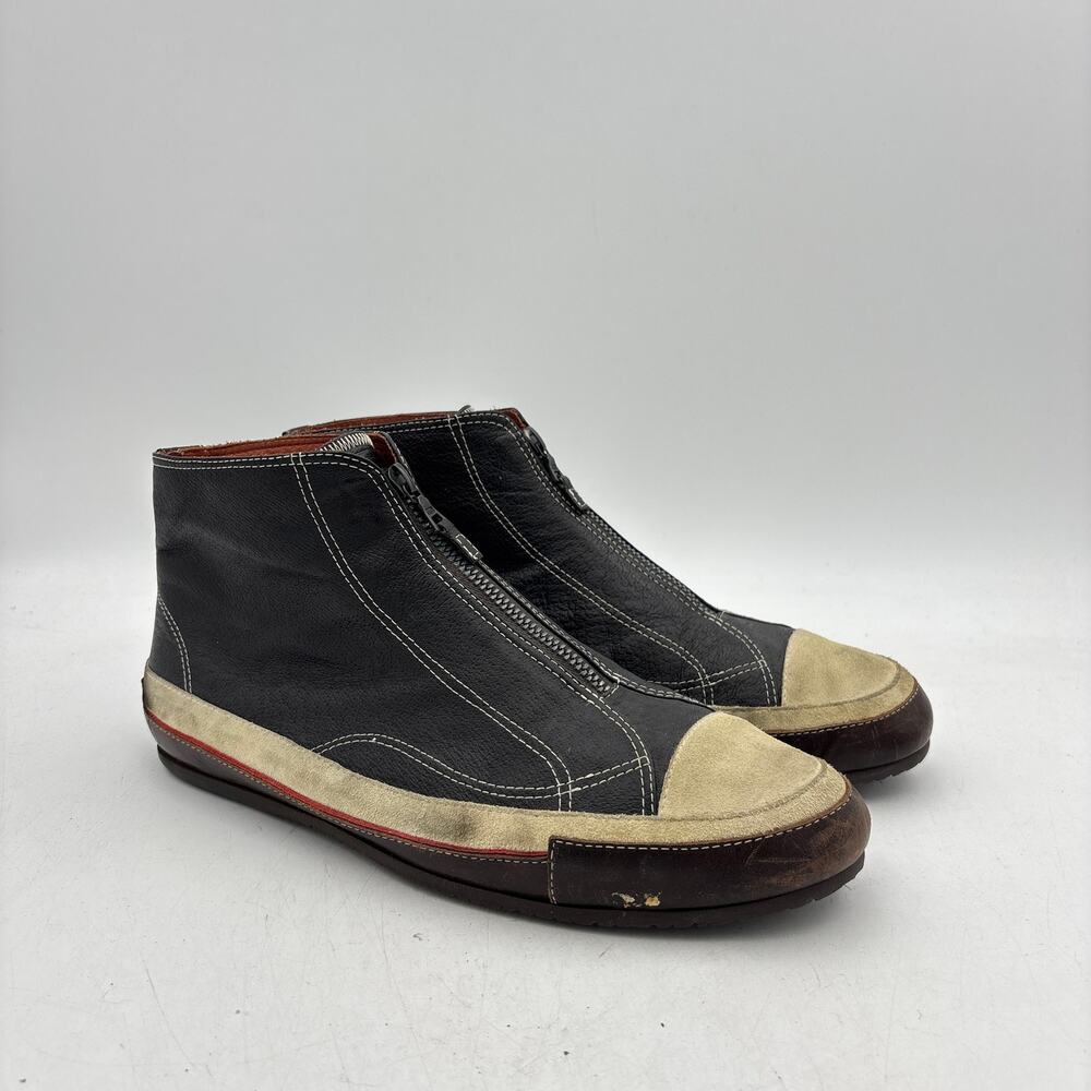 Vintage Dries Van Noten Leather High Top Zip Sneakers Boots Men's 11